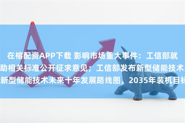 在榕配资APP下载 影响市场重大事件：工信部就智能网联汽车组合驾驶辅助相关标准公开征求意见；工信部发布新型储能技术未来十年发展路线图，2035年装机目标超3亿千瓦